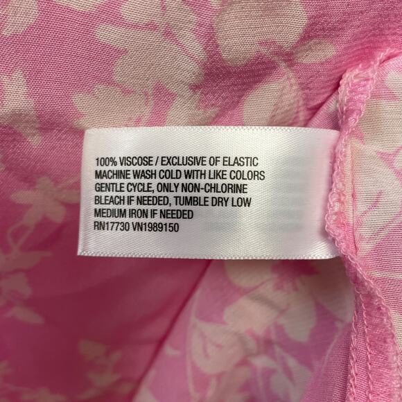 A New Day Women's Pink White Floral Crepe Flutter Short Sleeve Midi Dress Size M - Picture 5 of 5